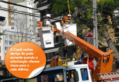 A Copel realiza o serviço de poda somente quando a arborização oferece riscos para a rede elétrica.