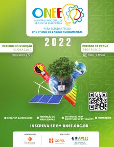cartaz em tom verde para divulgação da olimíada nacional de eficiência energética