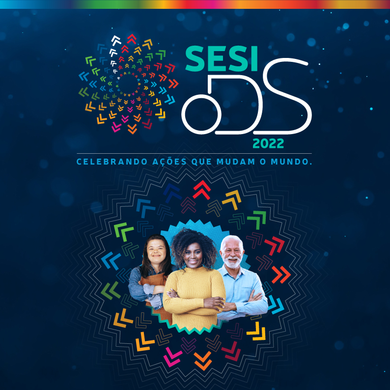 Logomarca SESI ODS 2022 sobre fundo azul marinho