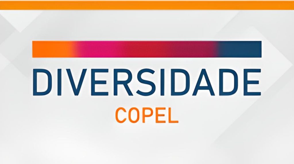 Logomarca da Comissão da Diversidade Copel. Uma barra colorida sobre as palavras Diversidade Copel.